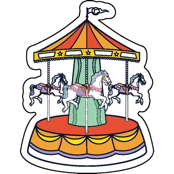 Carousel shaped acrylic keychain with 1" split ring and customization.... from ASI 72521 Morris Magnets / Laser Cuts