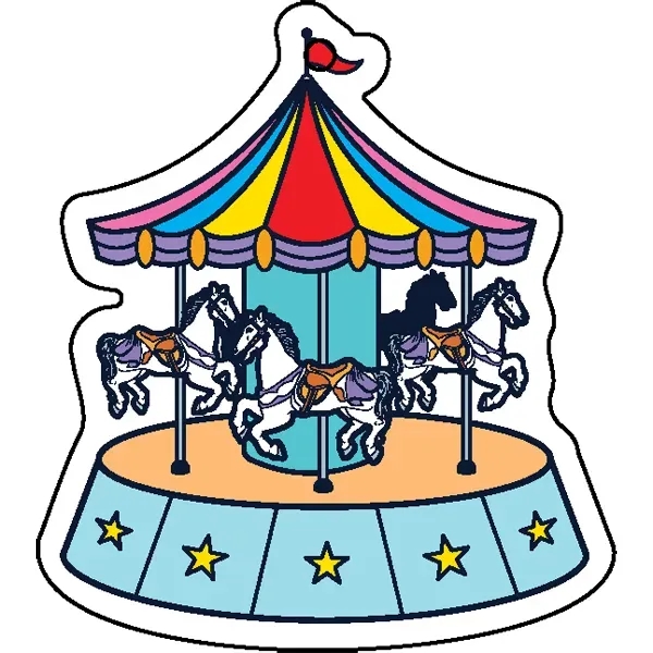 Carousel shaped acrylic keychain with 1" split ring and customization.... from ASI 72521 Morris Magnets / Laser Cuts