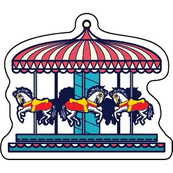Carousel shaped acrylic keychain with 1" split ring and customization.... from ASI 72521 Morris Magnets / Laser Cuts