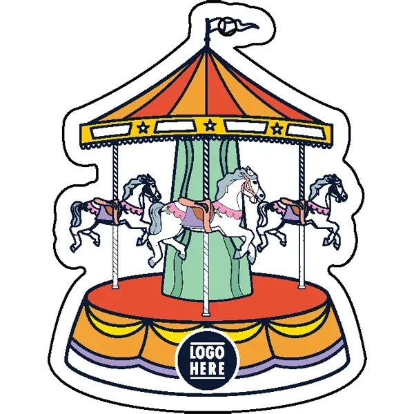 Carousel shaped acrylic keychain with 1" split ring and customization.... from ASI 72521 Morris Magnets / Laser Cuts