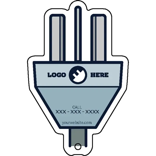 Electrical plug shaped acrylic keychain with 1" split ring and customization.... from ASI 72521 Morris Magnets / Laser Cuts