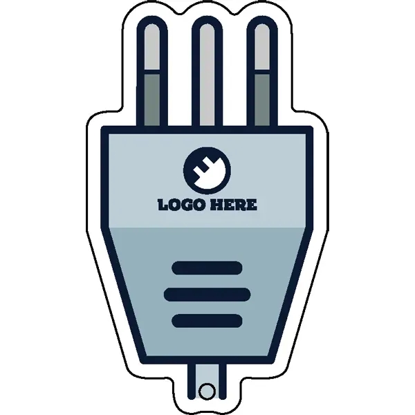 Electrical plug shaped acrylic keychain with 1" split ring and customization.... from ASI 72521 Morris Magnets / Laser Cuts