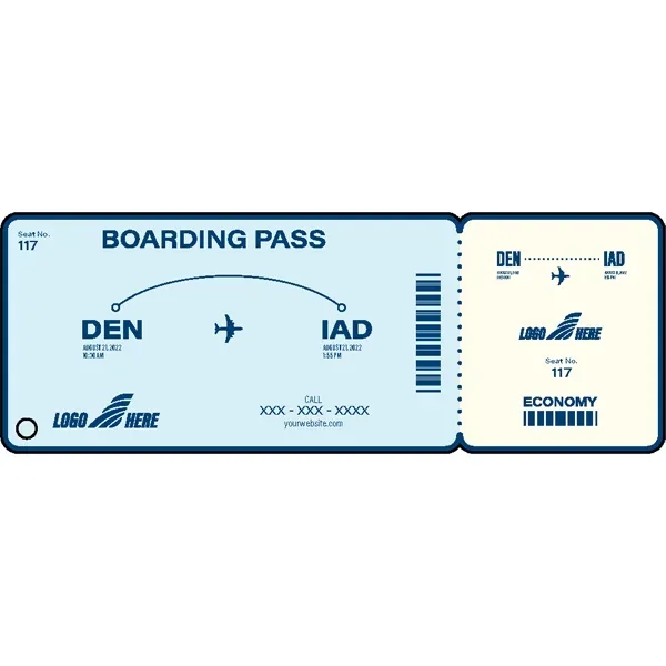 Airline ticket shaped acrylic keychain with 1" split ring and customization.... from ASI 72521 Morris Magnets / Laser Cuts