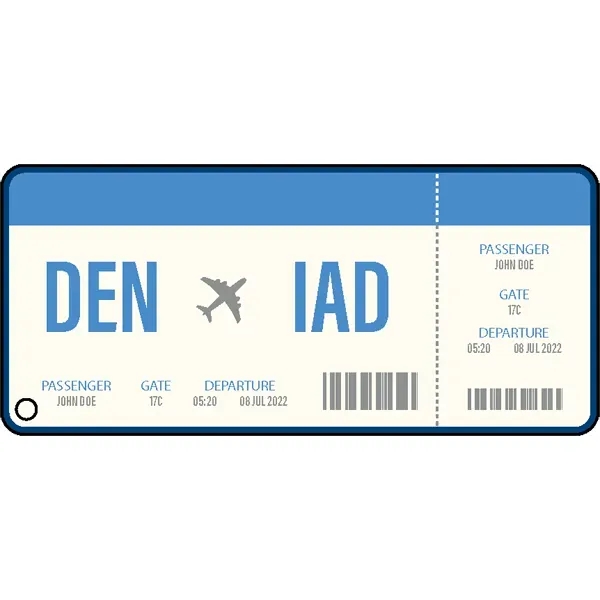 Airline ticket shaped acrylic keychain with 1" split ring and customization.... from ASI 72521 Morris Magnets / Laser Cuts