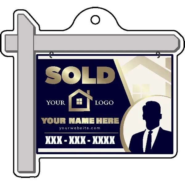 Real estate sign shaped acrylic keychain with 1" split ring and... from ASI 72521 Morris Magnets / Laser Cuts