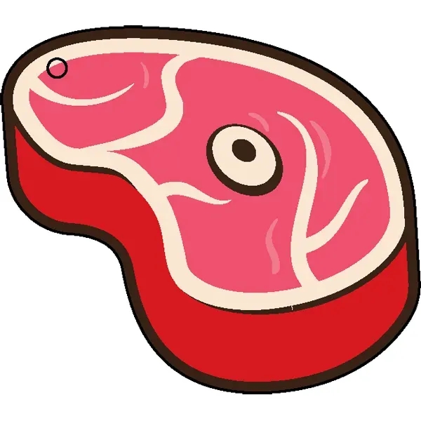 Steak shaped acrylic keychain with 1" split ring and customization.... from ASI 72521 Morris Magnets / Laser Cuts