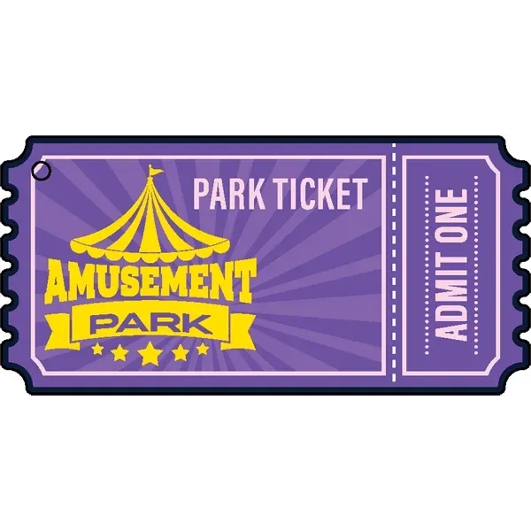 Ticket shaped acrylic keychain with 1" split ring and customization.... from ASI 72521 Morris Magnets / Laser Cuts