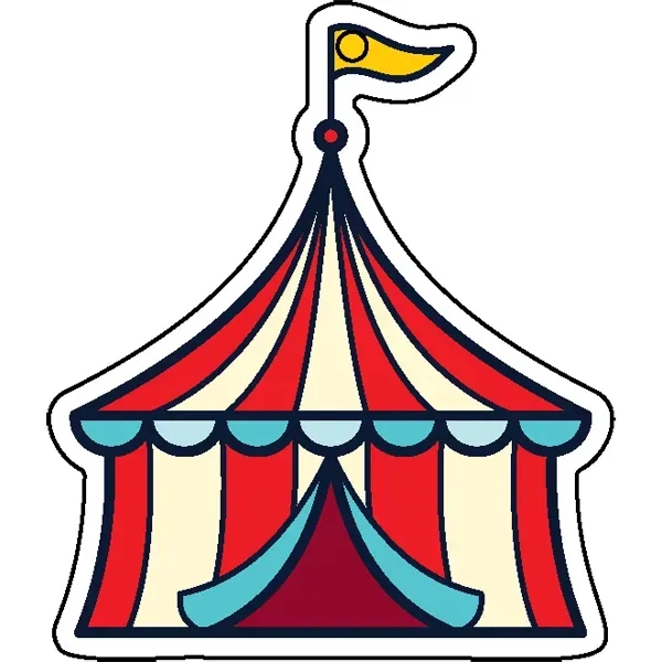 Circus tent shaped acrylic keychain with 1" split ring and customization.... from ASI 72521 Morris Magnets / Laser Cuts