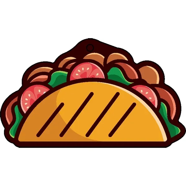 Taco shaped acrylic keychain with 1" split ring and customization.... from ASI 72521 Morris Magnets / Laser Cuts