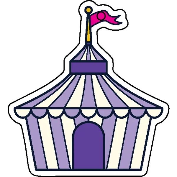 Circus tent shaped acrylic keychain with 1" split ring and customization.... from ASI 72521 Morris Magnets / Laser Cuts