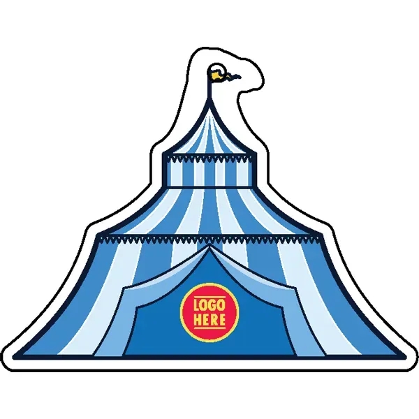 Circus tent shaped acrylic keychain with 1" split ring and customization.... from ASI 72521 Morris Magnets / Laser Cuts