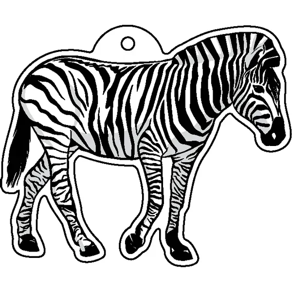 Zebra shaped acrylic keychain with 1" split ring and customization.... from ASI 72521 Morris Magnets / Laser Cuts