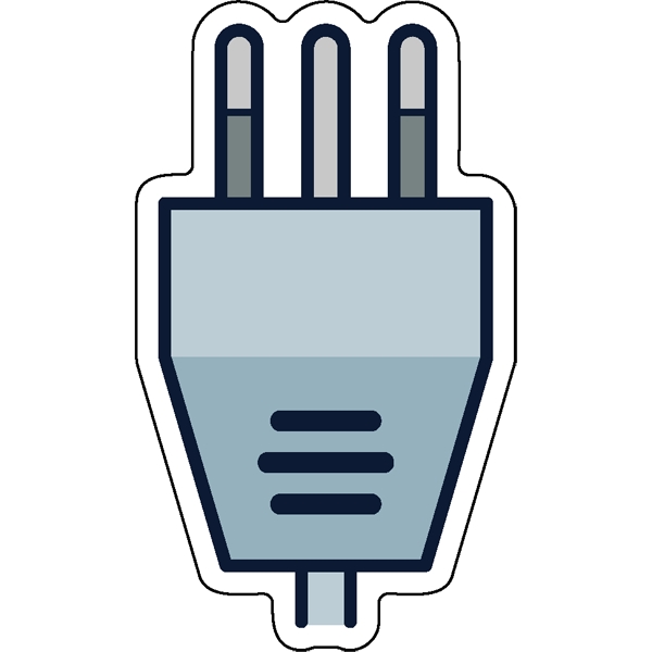 1/4" thick acrylic magnet with electrical plug stock shape and full... from ASI 72521 Morris Magnets / Laser Cuts