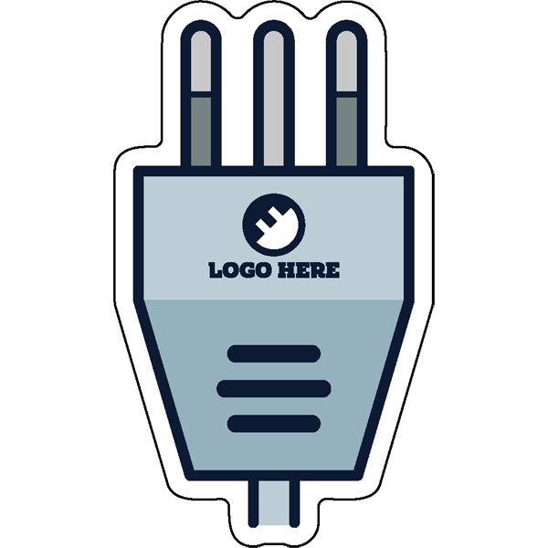 1/4" thick acrylic magnet with electrical plug stock shape and full... from ASI 72521 Morris Magnets / Laser Cuts