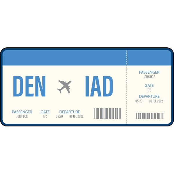1/4" thick acrylic magnets with airline ticket stock shape and full... from ASI 72521 Morris Magnets / Laser Cuts