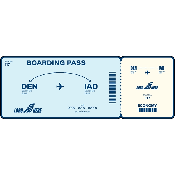 1/4" thick acrylic magnets with airline ticket stock shape and full... from ASI 72521 Morris Magnets / Laser Cuts