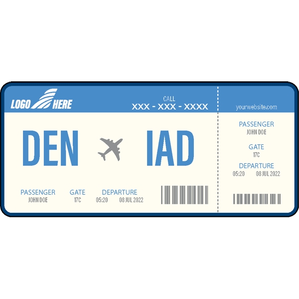 1/4" thick acrylic magnets with airline ticket stock shape and full... from ASI 72521 Morris Magnets / Laser Cuts