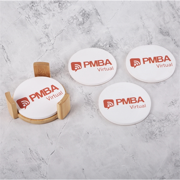 The ceramic coaster will absorb condensation from cold drinks. Slip resistant... from ASI 61966 HPG / Beacon Promotions
