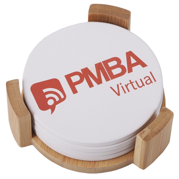 The ceramic coaster will absorb condensation from cold drinks. Slip resistant... from ASI 61966 HPG / Beacon Promotions