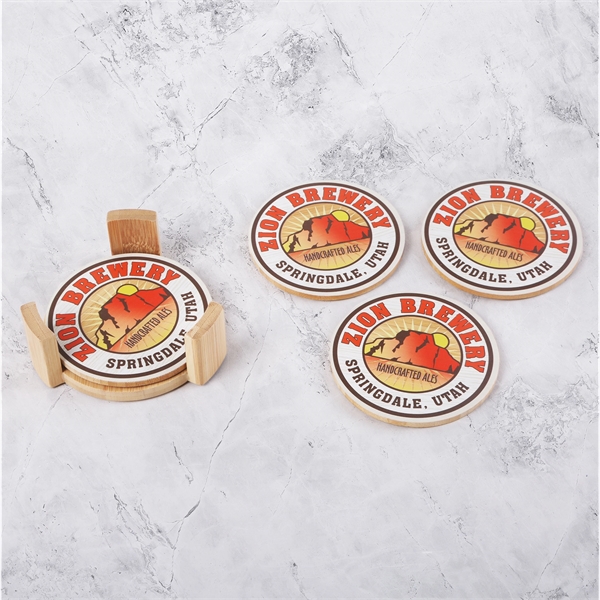 Durable square coaster made with earth friendly bamboo. Each piece is... from ASI 61966 HPG / Beacon Promotions