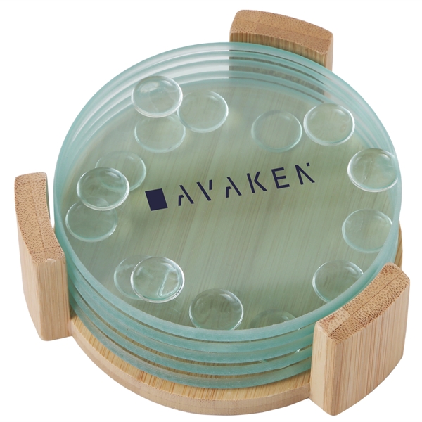 Non-porous glass coaster with silicone pads on the bottom to protect... from ASI 61966 HPG / Beacon Promotions