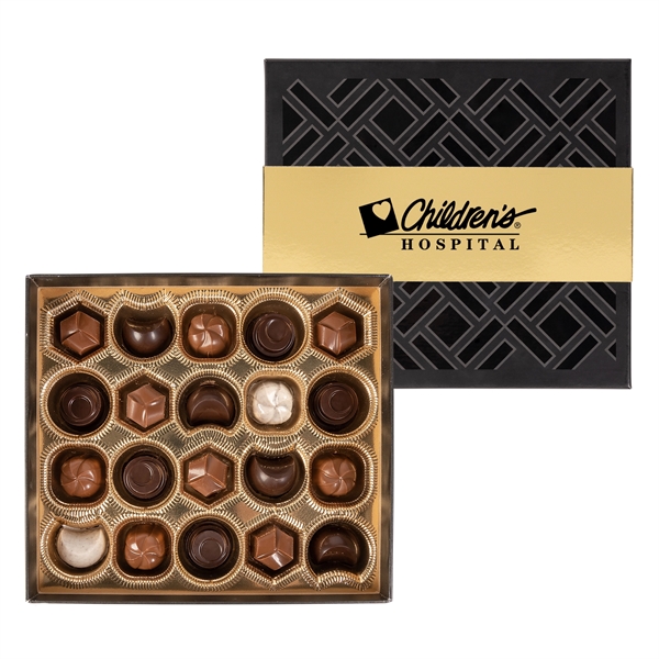Gourmet Chocolate Truffles Gift Box Gold Band - 20 pc... from ASI 44900 NC Custom (CI/Lanco) / Chocolate Inn