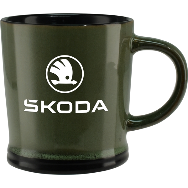 Ceramic 5-ounce mug with glaze finish, black interior and bottom band... from ASI 71920 Moderne Glass Company Inc / Glass America®