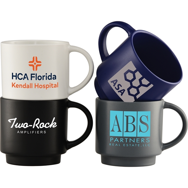 Ceramic 14-ounce stackable matte finish mug with easy grip handle.... from ASI 71920 Moderne Glass Company Inc / Glass America®