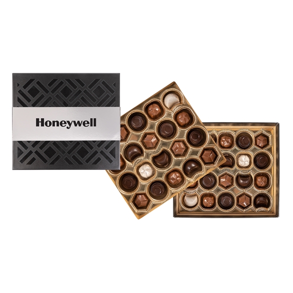 Gourmet Chocolate Truffles Gift Box with Silver Band - 40 pc... from ASI 44900 NC Custom (CI/Lanco) / Chocolate Inn