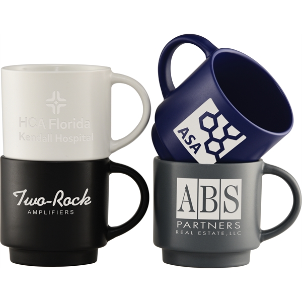 Ceramic 14-ounce stackable matte finish mug with easy grip handle.... from ASI 71920 Moderne Glass Company Inc / Glass America®