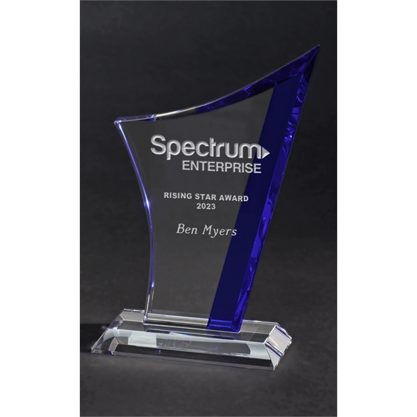 9" x 5.5" x 2.5" optical crystal award with arced design,... from ASI 71920 Moderne Glass Company Inc / Glass America®