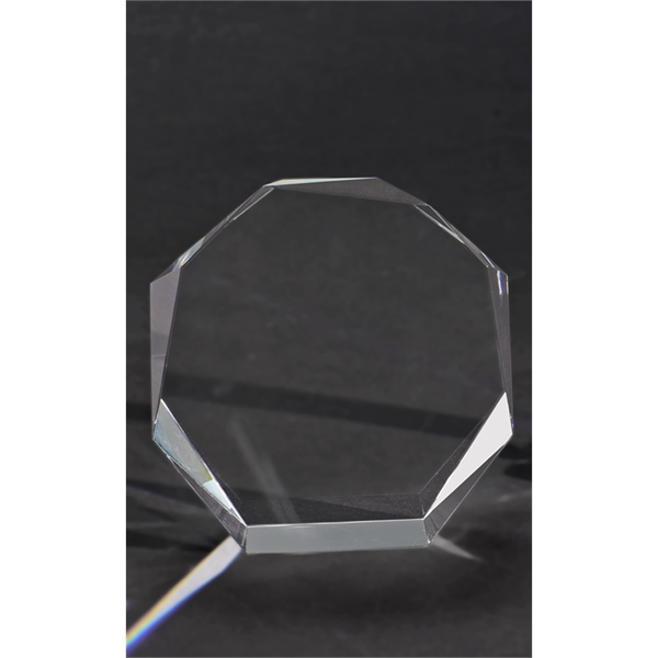 5.25" x 5.25" x 1.5" octagonal optical crystal freestanding award.... from ASI 71920 Moderne Glass Company Inc / Glass America®