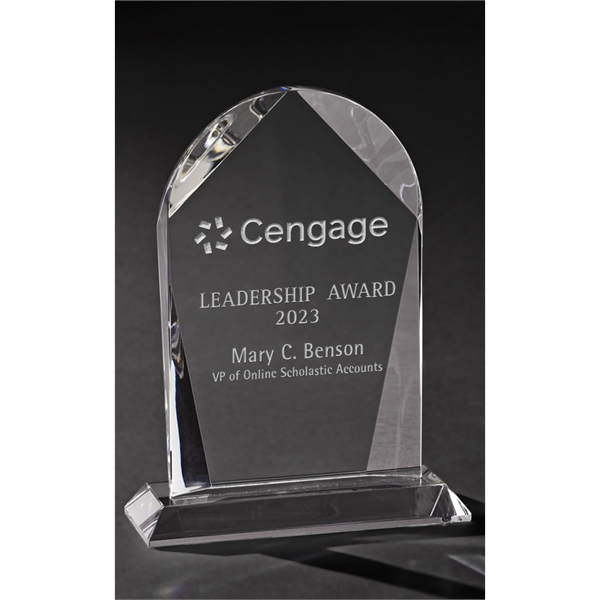 9.5" x 7" x 2.75" optical crystal award with beveled design... from ASI 71920 Moderne Glass Company Inc / Glass America®