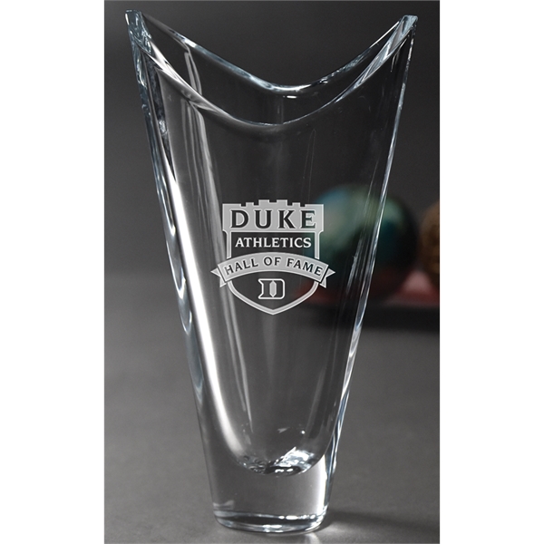 12.75" x 7.25" x 4" lead free crystalline vase with wide... from ASI 71920 Moderne Glass Company Inc