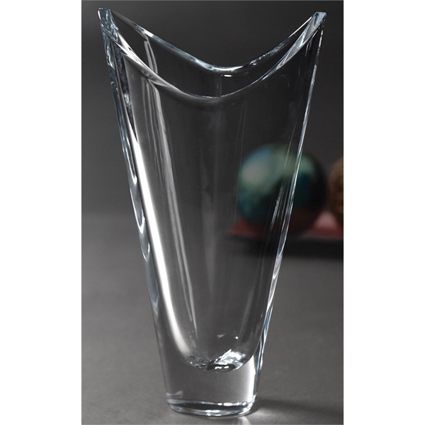 12.75" x 7.25" x 4" lead free crystalline vase with wide... from ASI 71920 Moderne Glass Company Inc