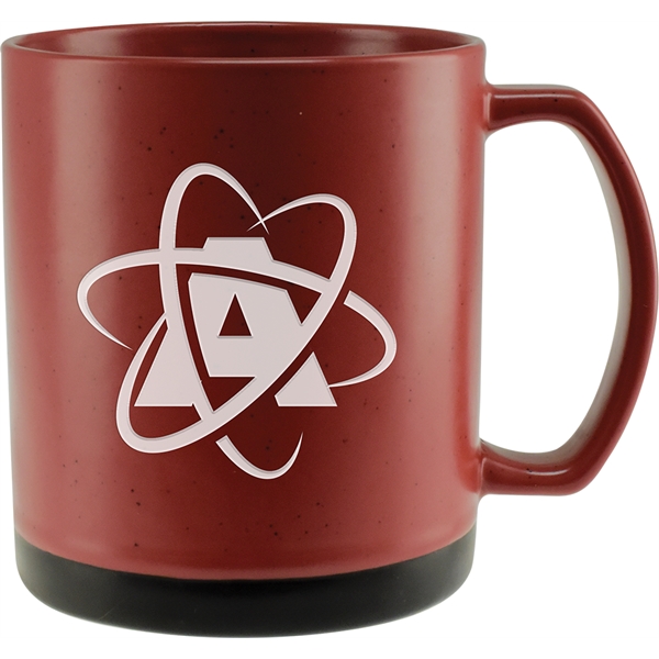 20 oz. ceramic mug with a retro speckle design and black... from ASI 71920 Moderne Glass Company Inc / Glass America®