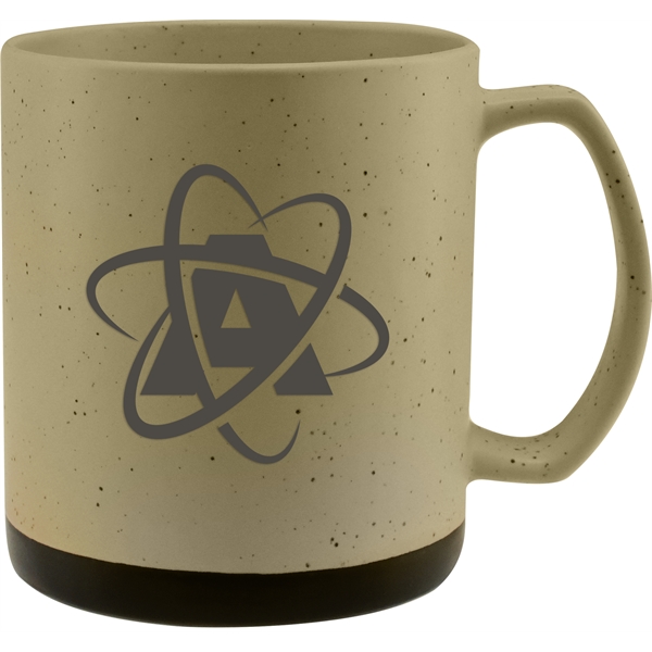 20 oz. ceramic mug with a retro speckle design and black... from ASI 71920 Moderne Glass Company Inc / Glass America®
