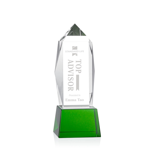 Lustrous optical crystal award with beautifully, beveled peaks and a Green... from ASI 84592 St Regis Group / St Regis