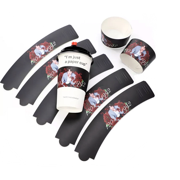 Cardboard paper cup sleeve with a adjustable buckle plus full color... from ASI 37218 Athena Promo (tm)