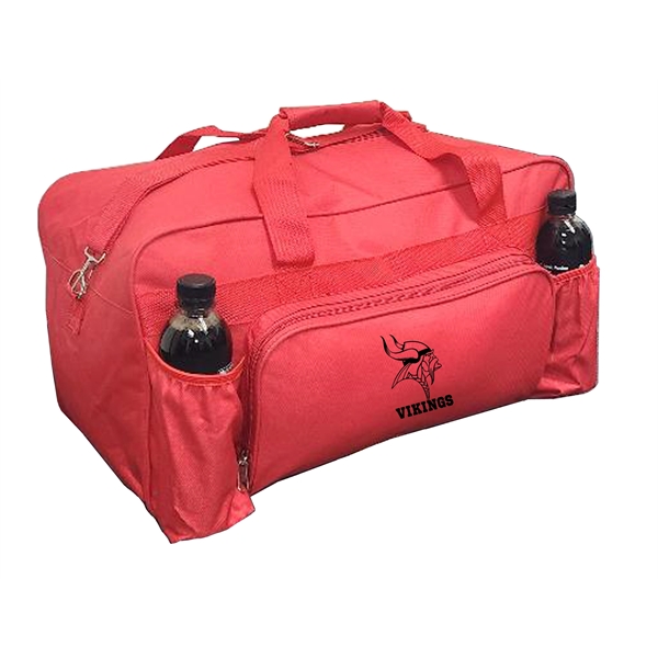 Duffel bag with zippered front pocket and two side zippered pockets.... from ASI 34046 Allcasion Travelware Co