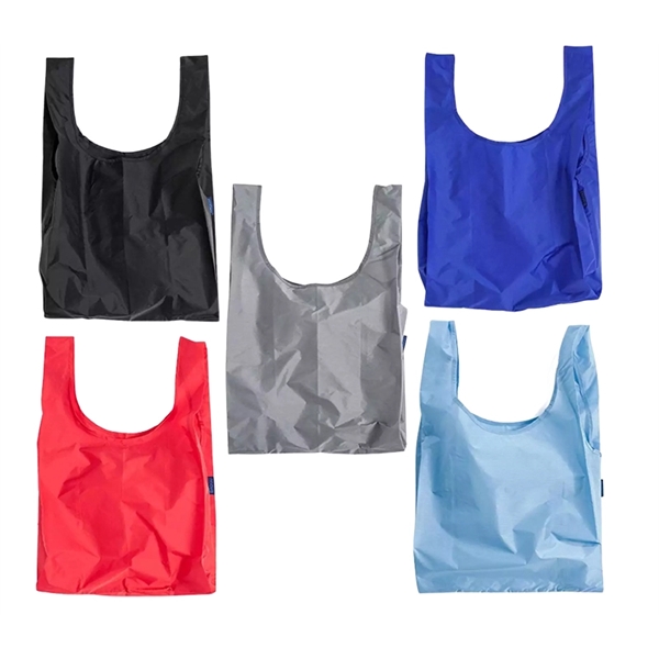 Foldable reusable polyester grocery tote bag + 1 color silkscreen imprint... from ASI 37218 Athena Promo (tm)