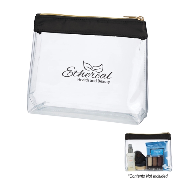 Sadie cosmetic bag made of clear PVC with satin material, a... from ASI 61125 Hit Promotional Products / Hit®