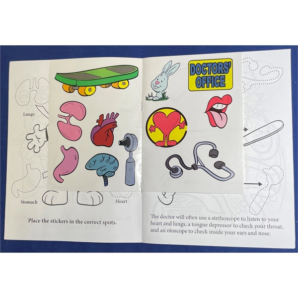 A Visit To The Doctor's Office sticker and coloring activity book.... from ASI 45815 Coloring Book Solutions / Coloring Book Solutions™