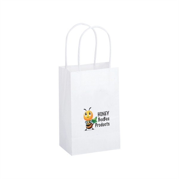 White Kraft shopper bag with twisted paper handles, 5 1/2" x... from ASI 35290 American Ad Bag Co