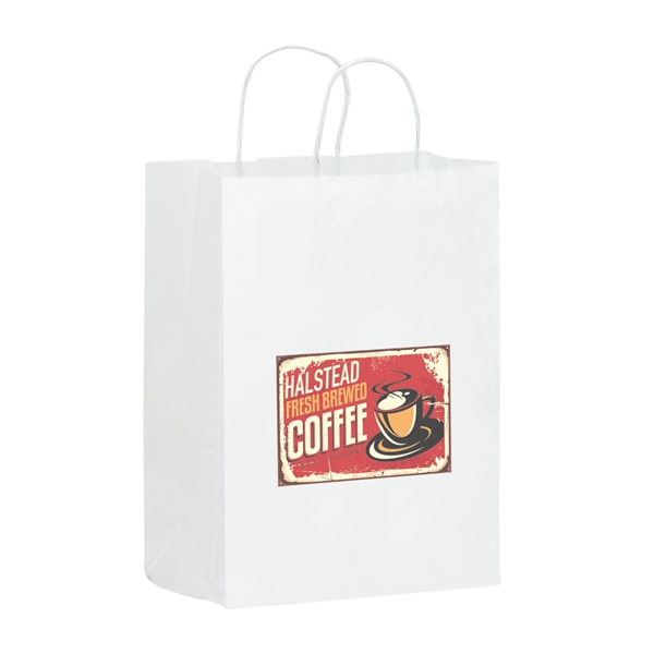 10" x 13" White Kraft shopper bag with twisted paper handles.... from ASI 35290 American Ad Bag Co