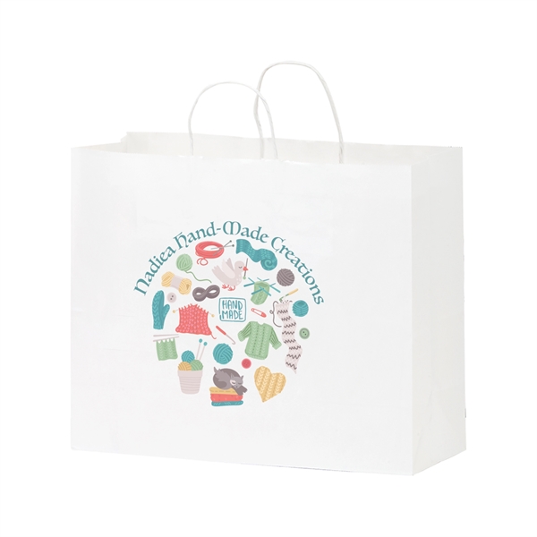 16" x 12" White Kraft shopper bag with twisted paper handles.... from ASI 35290 American Ad Bag Co