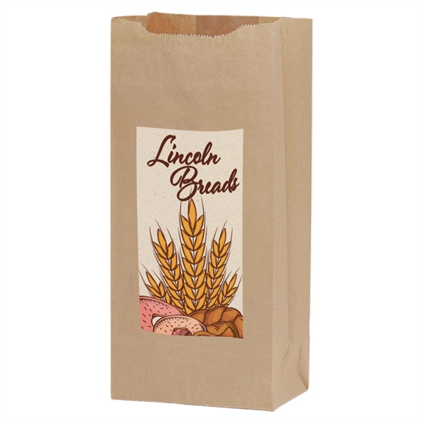 6 1/4" x 12 1/2" natural kraft grocery bag with full... from ASI 35290 American Ad Bag Co