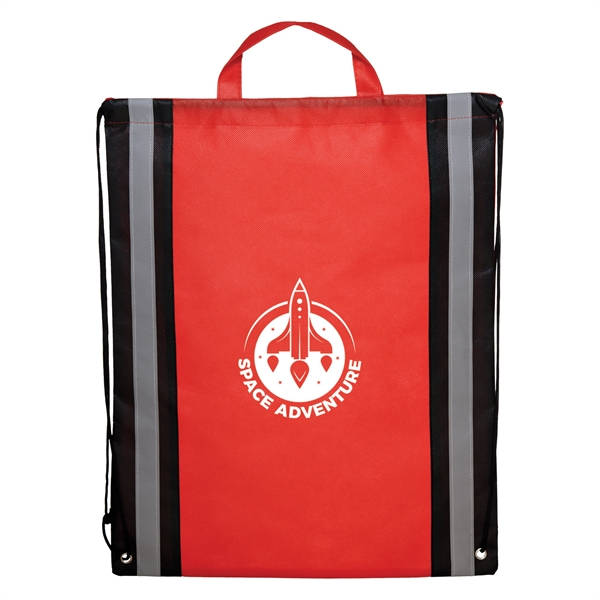 Screen printed non-woven backpack with reflective safety strips.... from ASI 35290 American Ad Bag Co