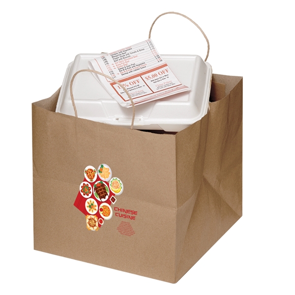 10" x 10" Natural Kraft take out bag with 10" gussets.... from ASI 35290 American Ad Bag Co