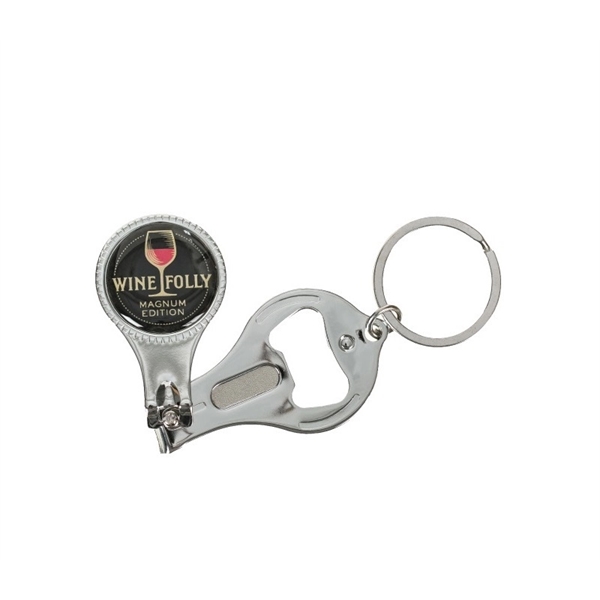 Round nail clipper with bottle opener keyring plus 4 color epoxy... from ASI 37218 Athena Promo (tm)